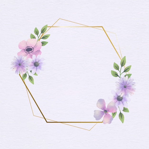 Watercolor floral frame template