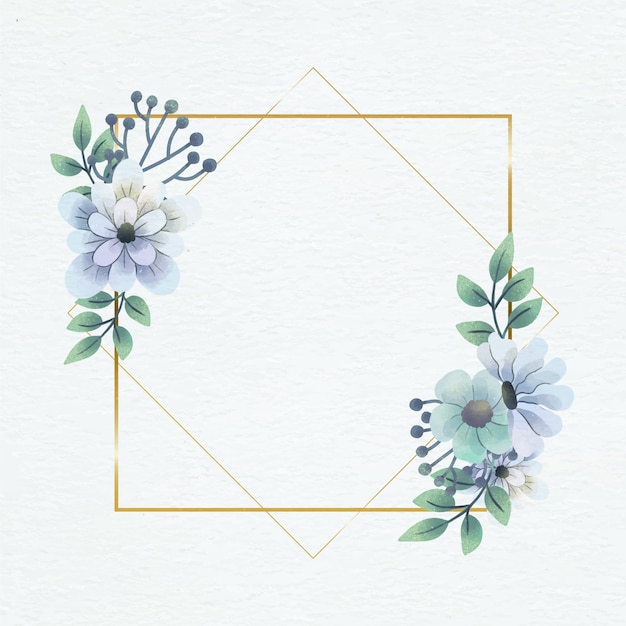 Watercolor floral frame template