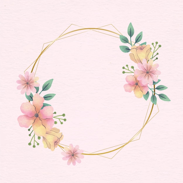 Watercolor floral frame template