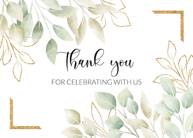 Free vector watercolor floral frame. thank you card.