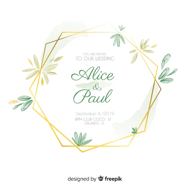 Free vector watercolor floral frame wedding invitation