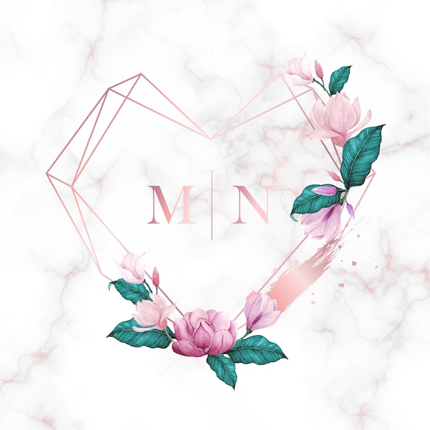 Free vector watercolor floral frame for wedding monogram logo