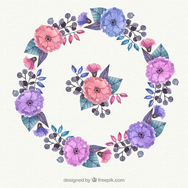 Watercolor floral frame with artistic style