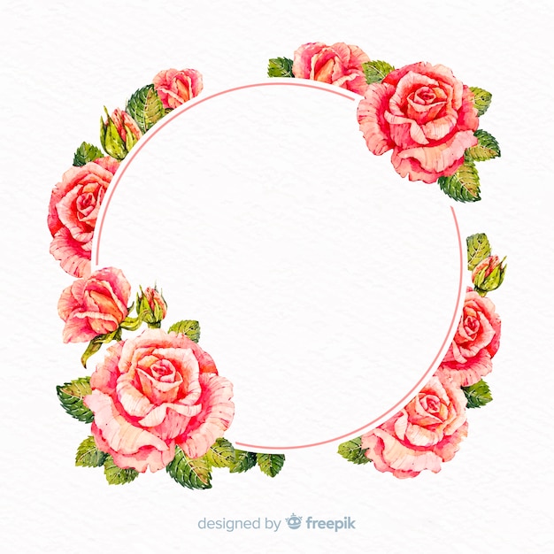 Free vector watercolor floral frame with blank banner