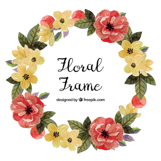 Free vector watercolor floral frame with colorful style