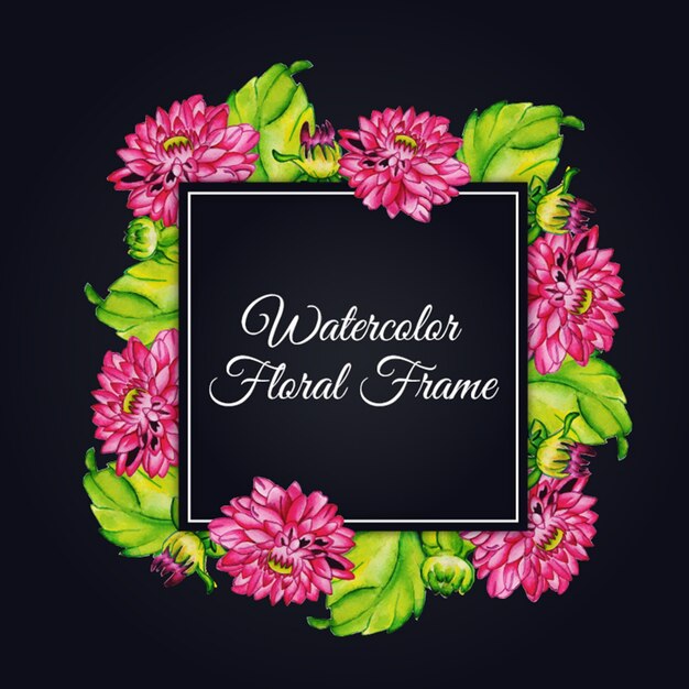 Watercolor Floral Frame With Dark Background