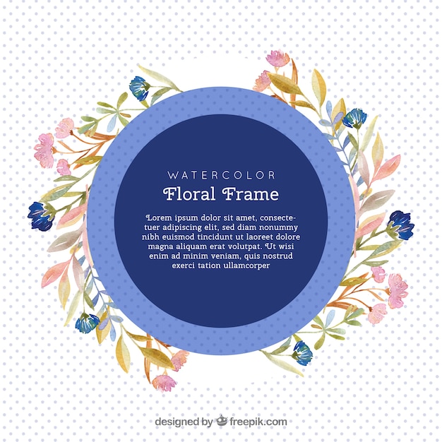 Watercolor floral frame with elegant style