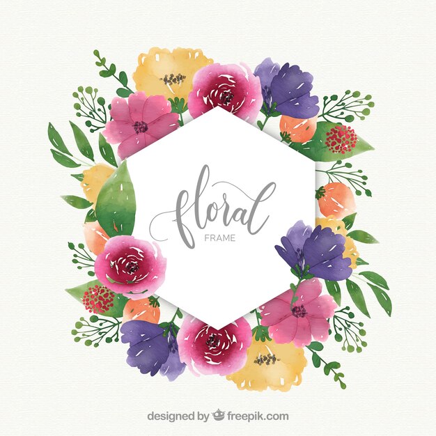 Watercolor floral frame with elegant style