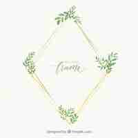 Free vector watercolor floral frame with golden lineal style