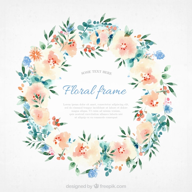 Watercolor floral frame with lovely style