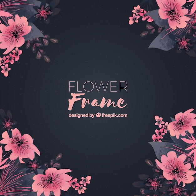 Free vector watercolor floral frame with lovely style