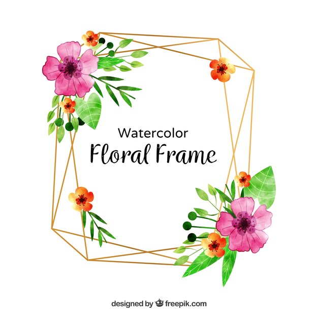 Watercolor floral frame with lovely style