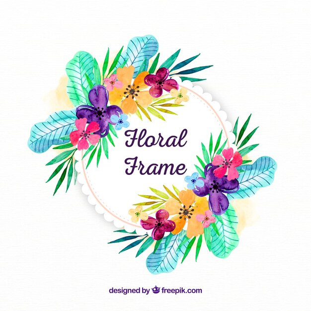 Watercolor floral frame with lovely style