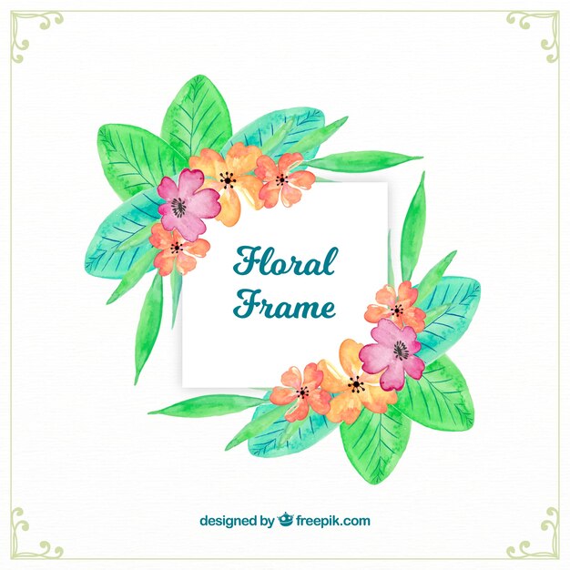 watercolor floral frame with lovely style
