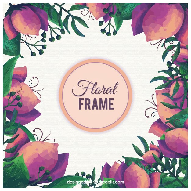 Watercolor floral frame