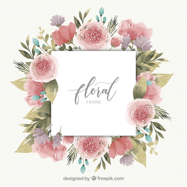 Watercolor floral frame