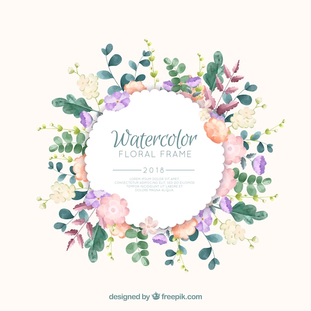 Free vector watercolor floral frame