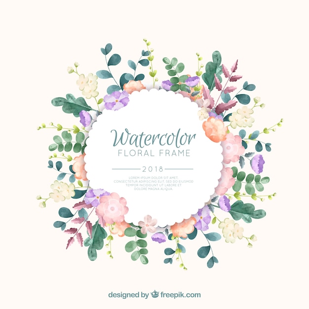 Watercolor floral frame