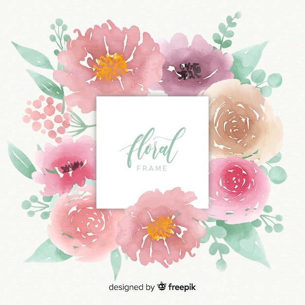 Free vector watercolor floral frame