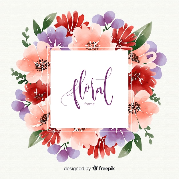 Free vector watercolor floral frame