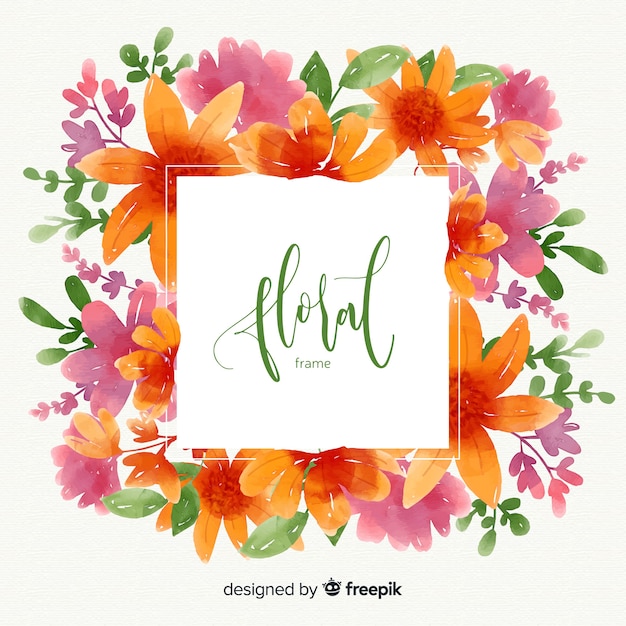 Free vector watercolor floral frame