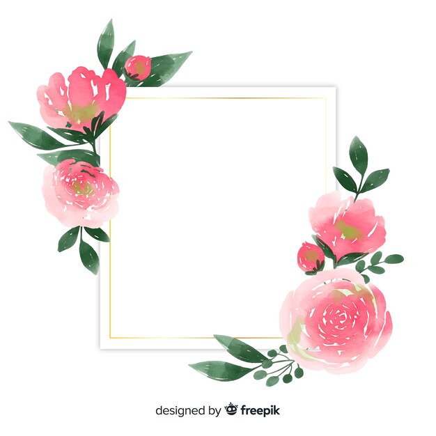 Watercolor floral frame