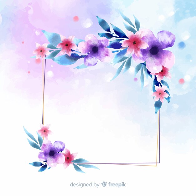 Watercolor floral geometric frame background