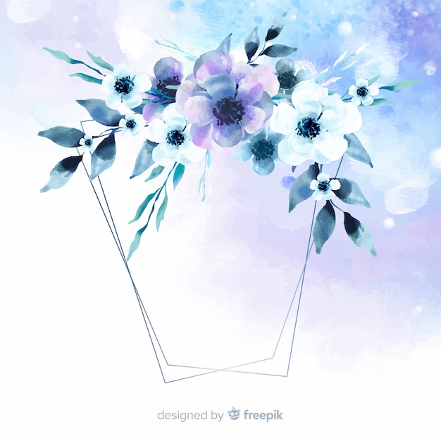 Free vector watercolor floral geometric frame background