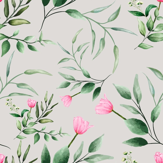 watercolor floral hand drawing seamless pattern