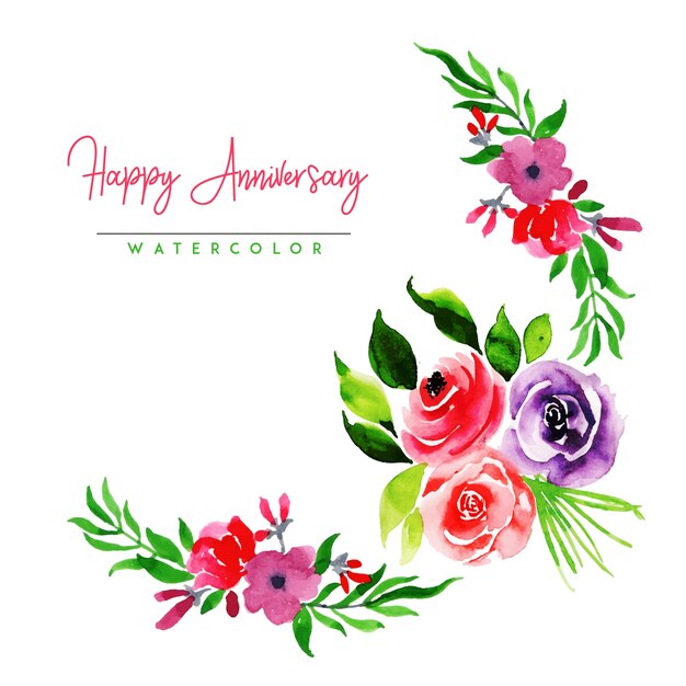 Watercolor Floral Happy Anniversary Background