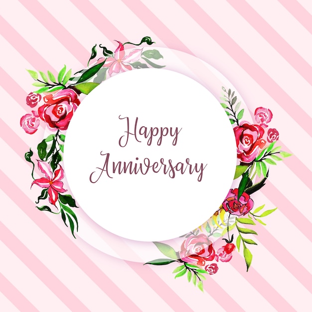 Watercolor floral happy anniversary frame background