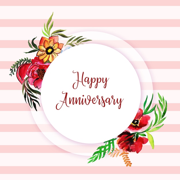 Watercolor Floral Happy Anniversary Frame Background