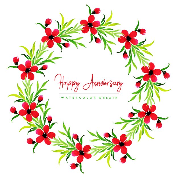 Watercolor Floral Happy Anniversary Wreath Background