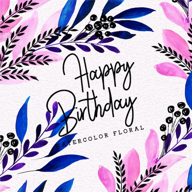 Free vector watercolor floral happy birthday background