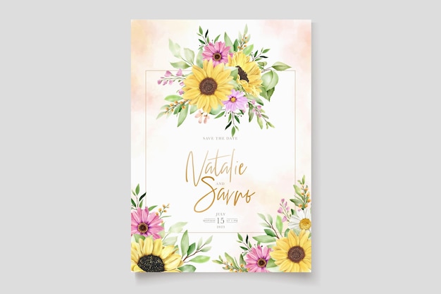 Watercolor floral invitation card set