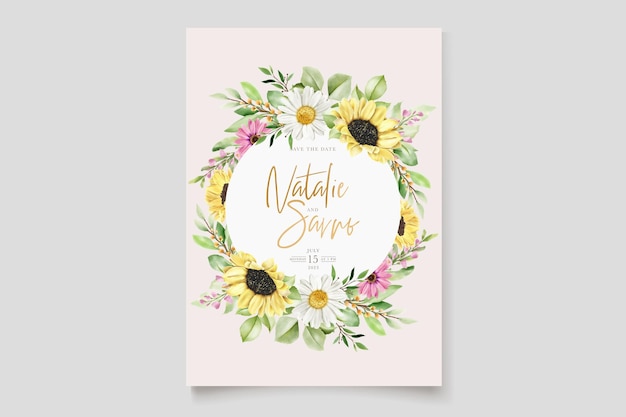 Watercolor floral invitation card set