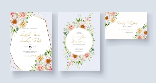 Free vector watercolor floral invitation card template