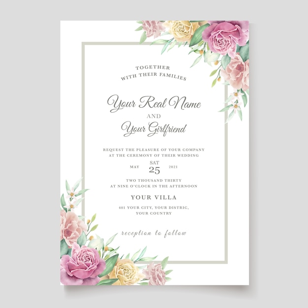 watercolor floral invitation card