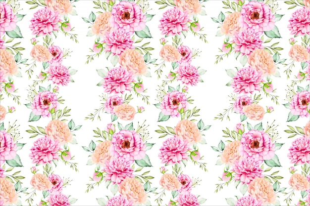 Watercolor floral leaves seamless pattern background