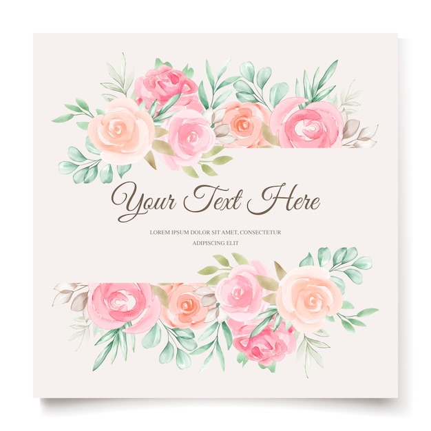 watercolor floral and leaves wedding card design