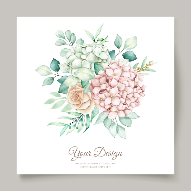 watercolor floral and leaves wedding invitation card set