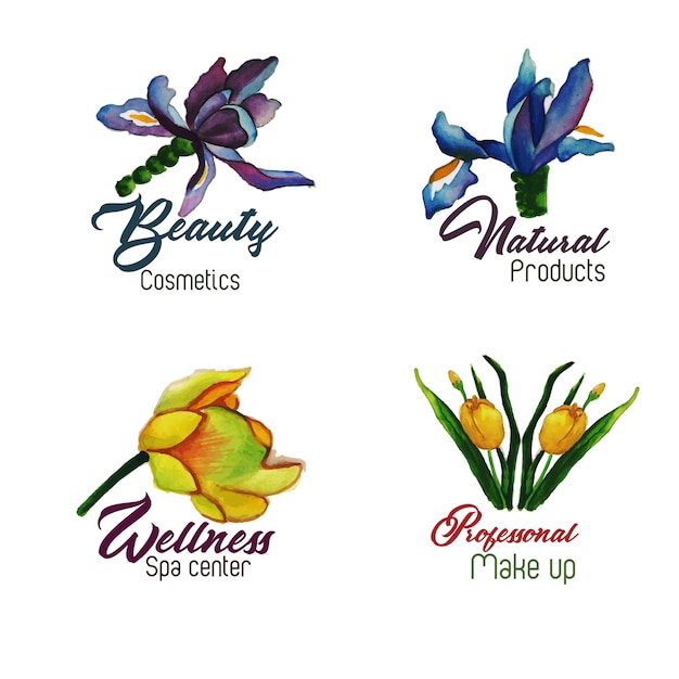 Free vector watercolor floral logo collection