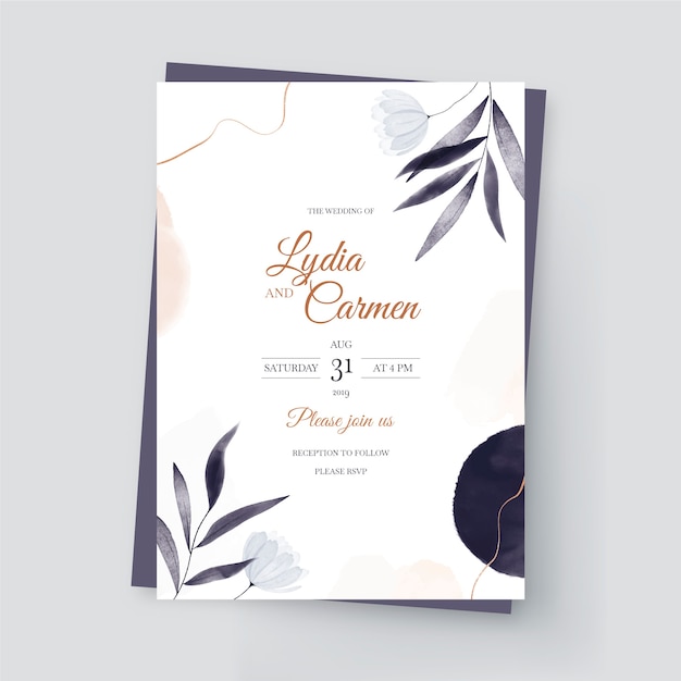 Watercolor floral menu template