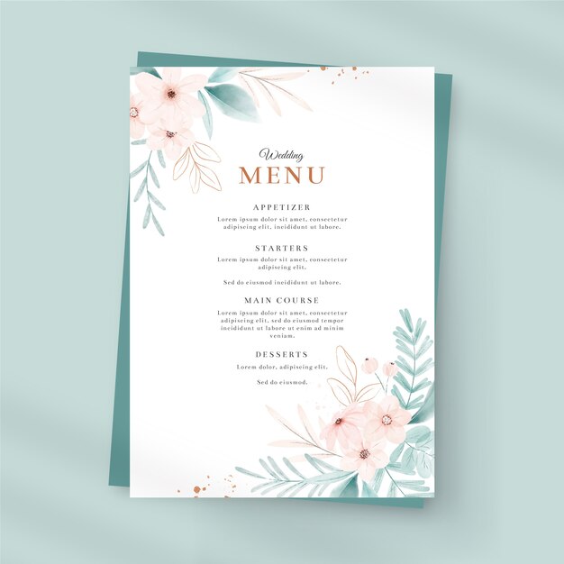 watercolor floral menu template
