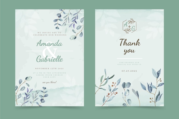 Free vector watercolor floral motif wedding invitation