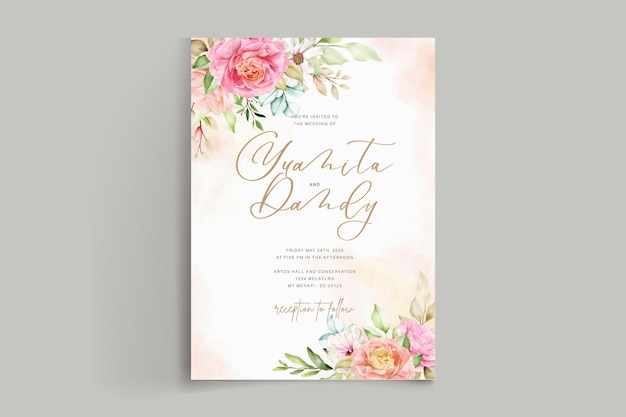 watercolor floral ornament wedding card set