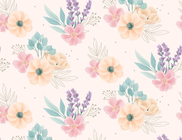Watercolor floral ornaments pattern