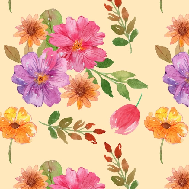 수채화 꽃 패턴 디자인