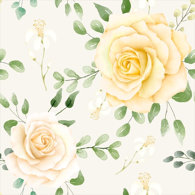 watercolor floral pattern with lemons