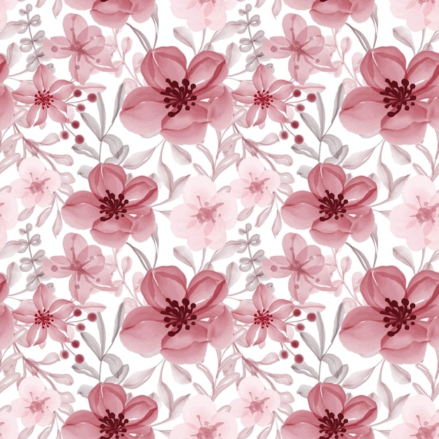 Free vector watercolor floral red seamless pattern